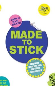 Made to Stick book cover, vibrant design.