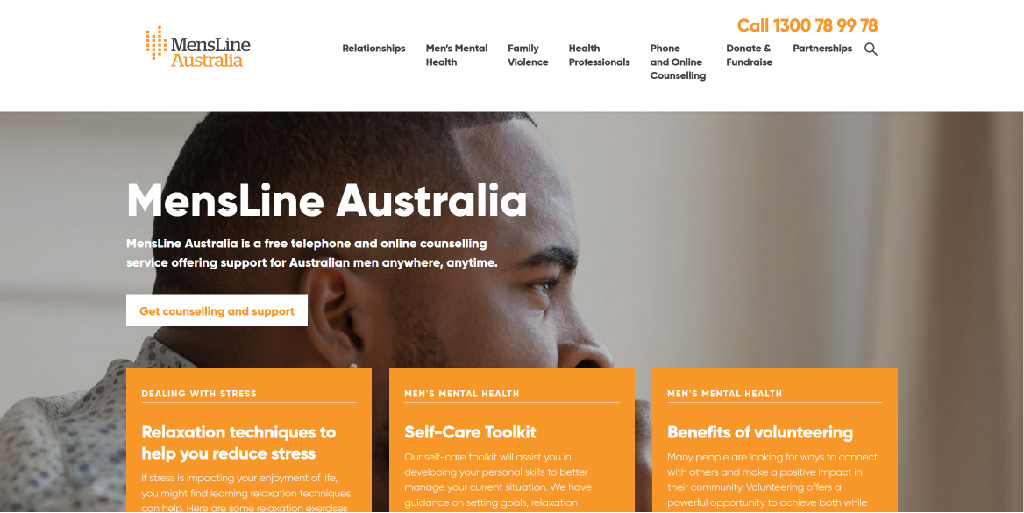 MensLine Australia online support for men's mental health.